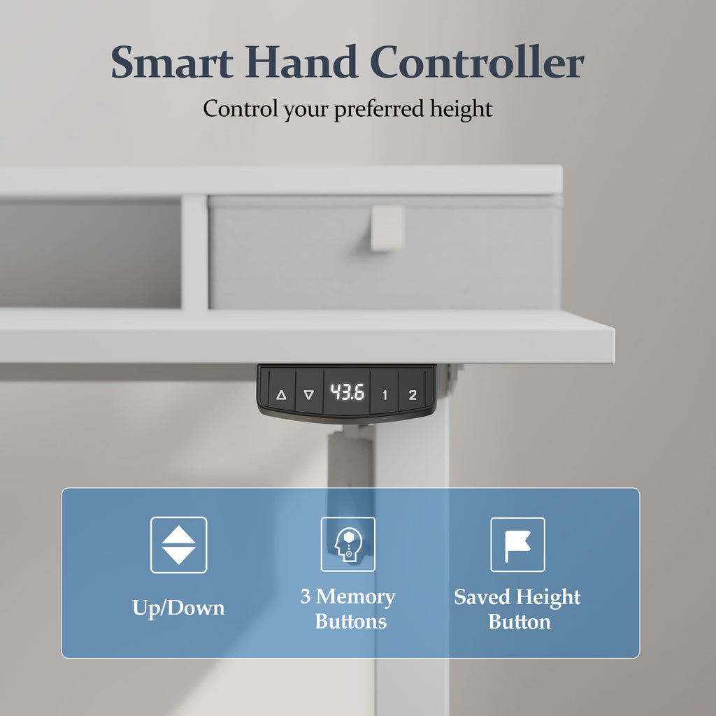 55 x24 Inch Electric Standing Desk with Drawers, Adjustable Height Small Sit Stand Desk, Compact Computer