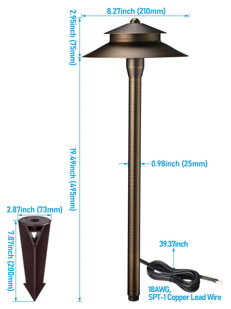 Stratum 12V Cast Brass 2-Tier Path Light, Bronze