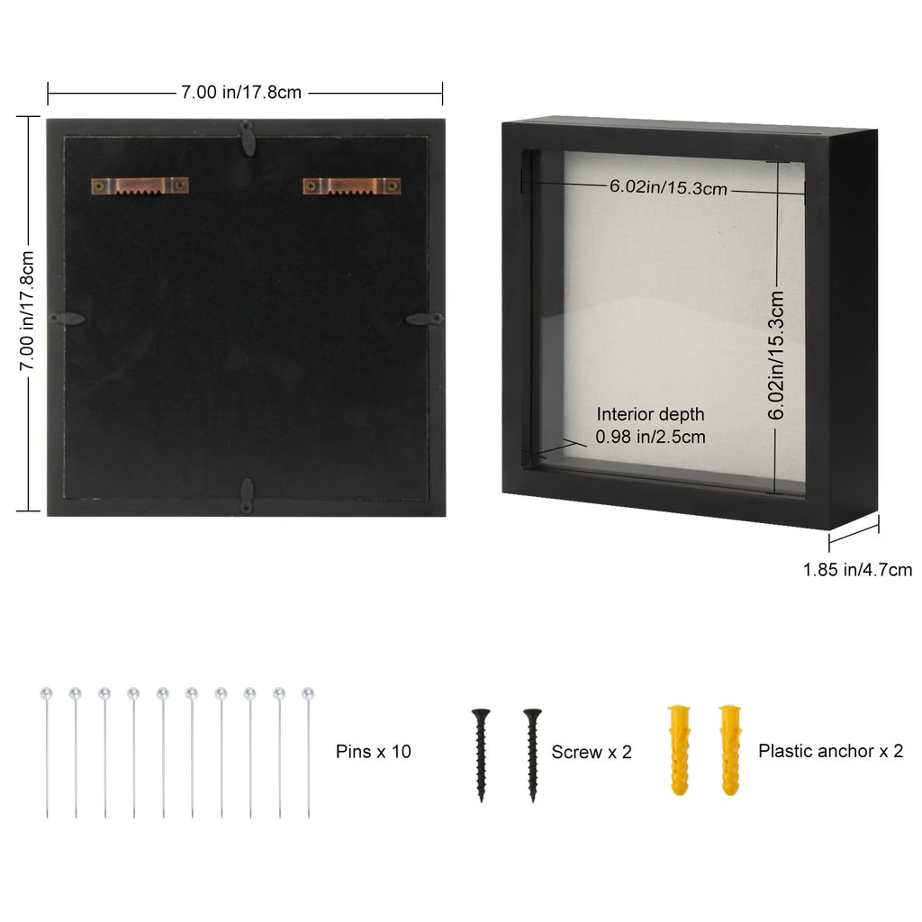 Small Shadow Box Frame 6 x 6 Display Case Wooden Picture Frame