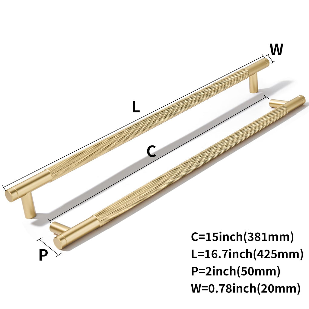 15 Inch(381mm) Drawer Appliance Handles Knurled Gold Cabinet Pulls Drawer Pulls Kitchen Hardware Kitchen