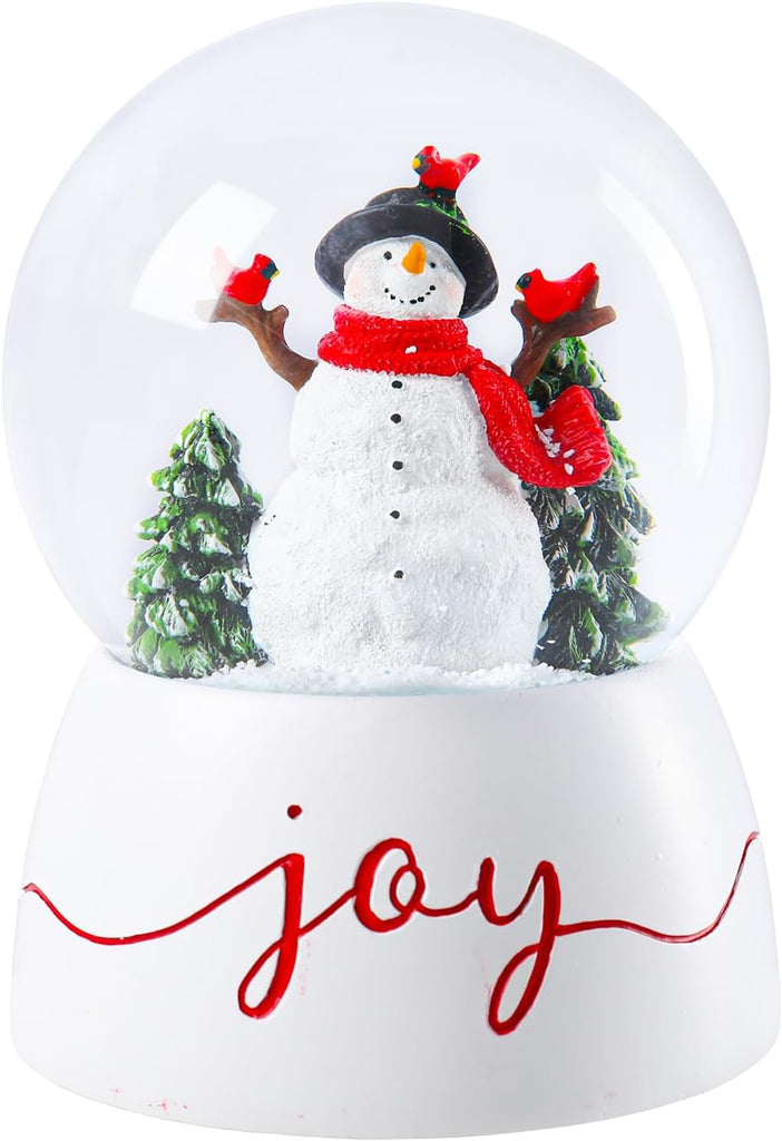 Christmas Snow Globes, Snowman Snow Globes with Red Cardinal and Music Lighted Swirling Glitter Clockwork Water Globe