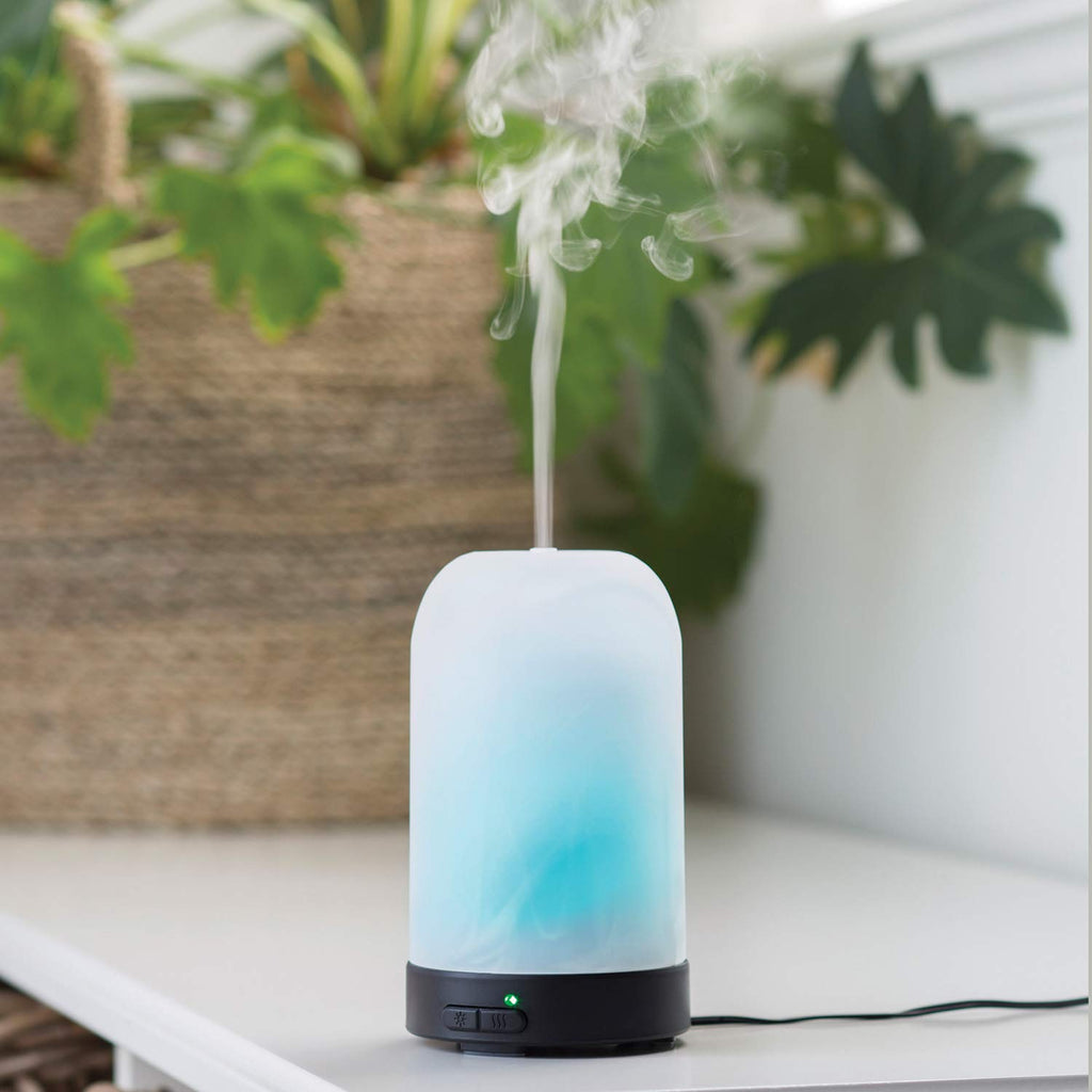 Airome Frosted Glass Medium Essential Oil Diffuser|100 mL Humidifying Ultrasonic Aromatherapy Diffuser 8 Colorful LED