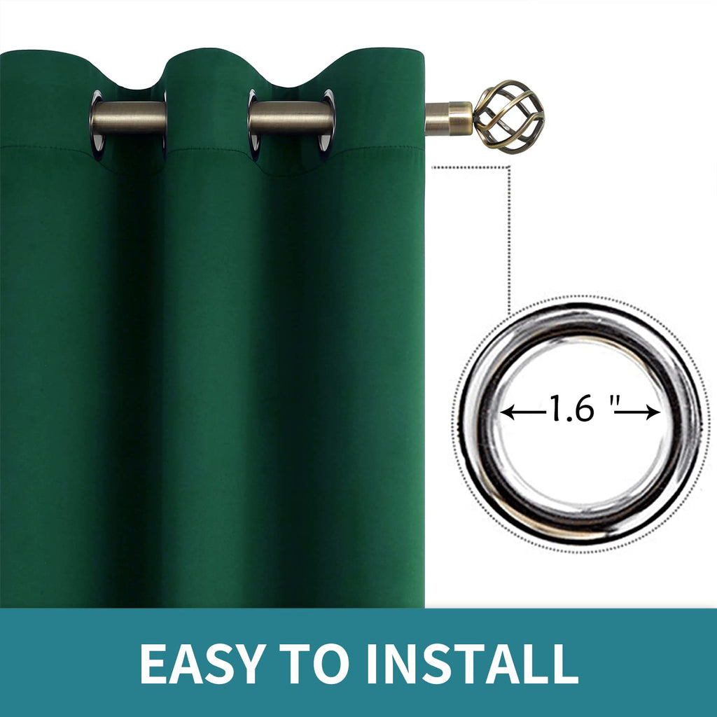 Emerald Green Blackout Curtains 63 Inch Long - 2 Panels