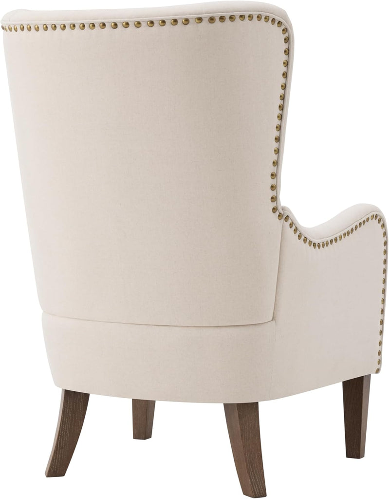 Mid-Century Modern Wingback Club Chair, Fabric Living Room High-Back Accent Chair, Classic Armchair Office Studio
