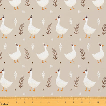 Vintage Goose Fabric by The Yard, Floral Leaf Botanical Plant Upholstery Fabric for Sewing Lover, Farmhouse Outdoor