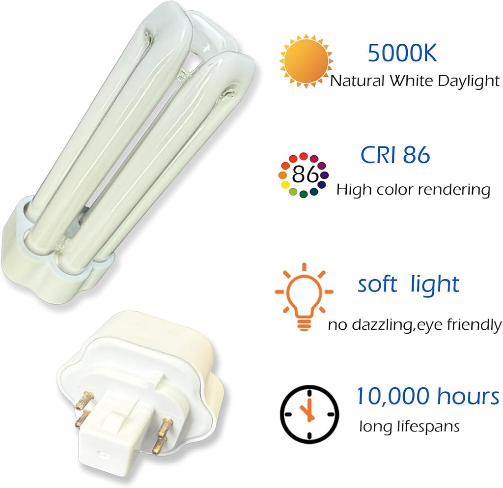 6pack PLT 32W Triple Tube Fluorescent Light Bulb, 5000K Bright White Daylight 4-Pin GX24-3 Type Base,High