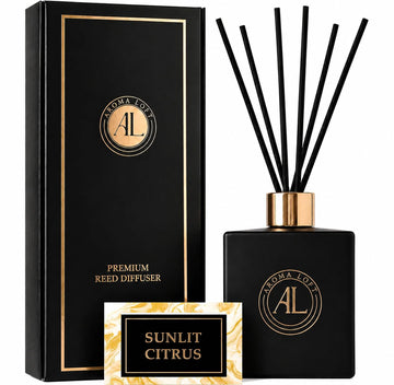Black Reed Diffusers | Premium Fragrance Diffuser | Reed Diffuser Sticks in Oil Set with Sunlit Citrus Scent | Smell