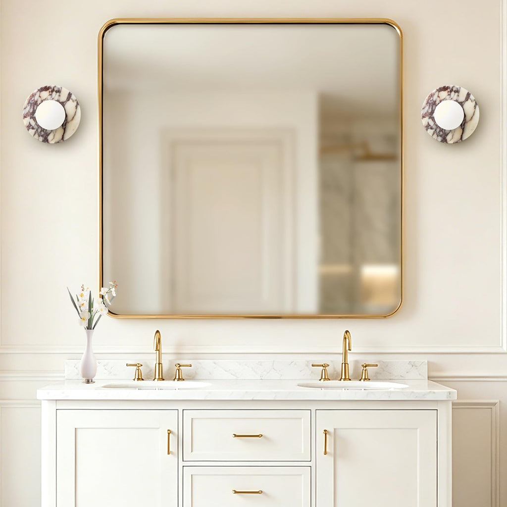 7.9" Natural Marble Wall Sconce, 1-Light Modern Alabaster Wall Lamp
