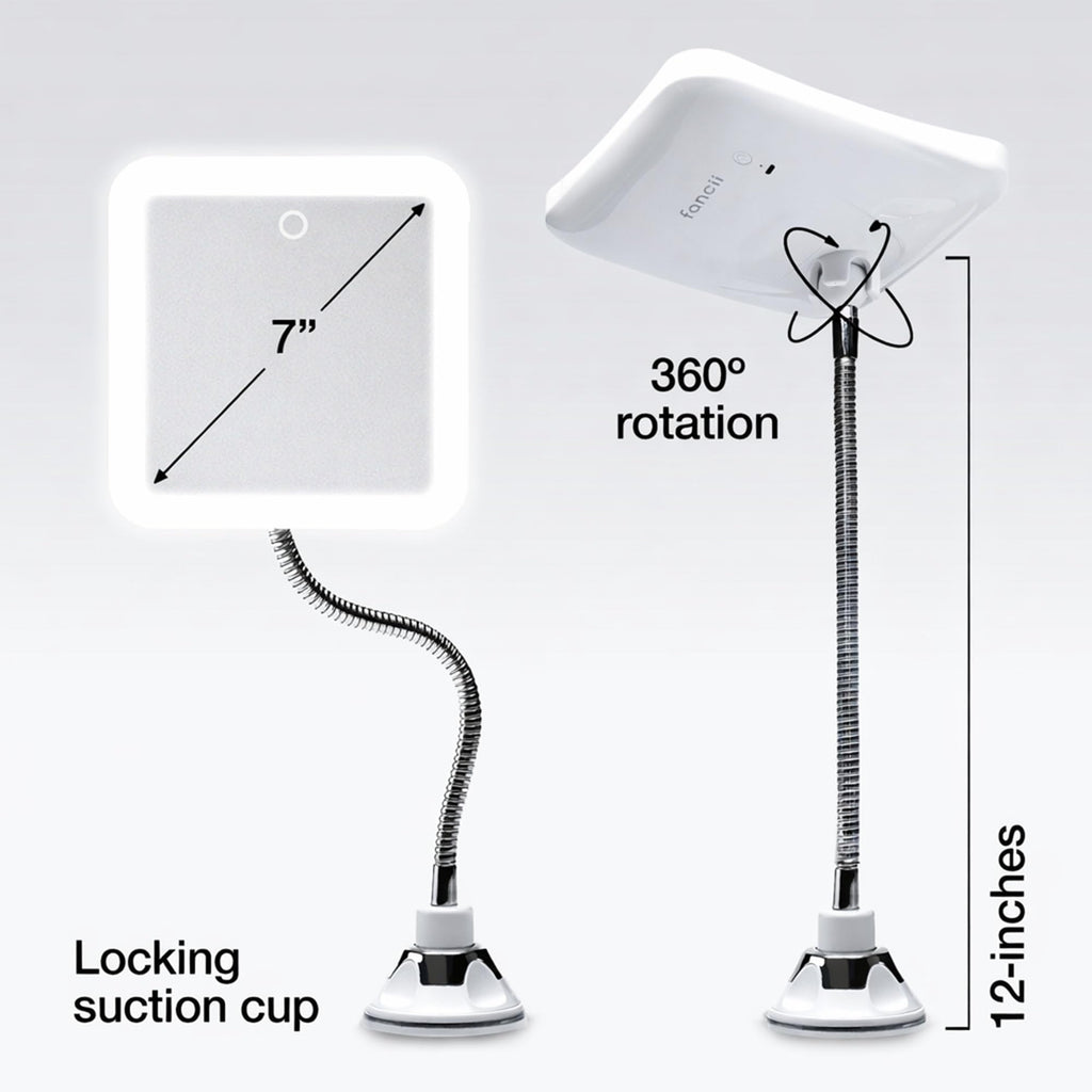 10x Flexible Magnifying Mirror with 3 LED Light Settings, Rechargeable - Gooseneck Lighted Makeup Mirror, Locking