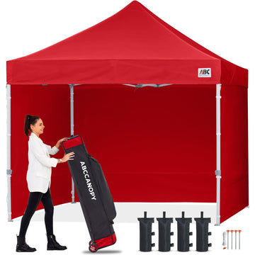 Easy Pop Up Canopy Tent with Sidewalls Commercial -Series, Red