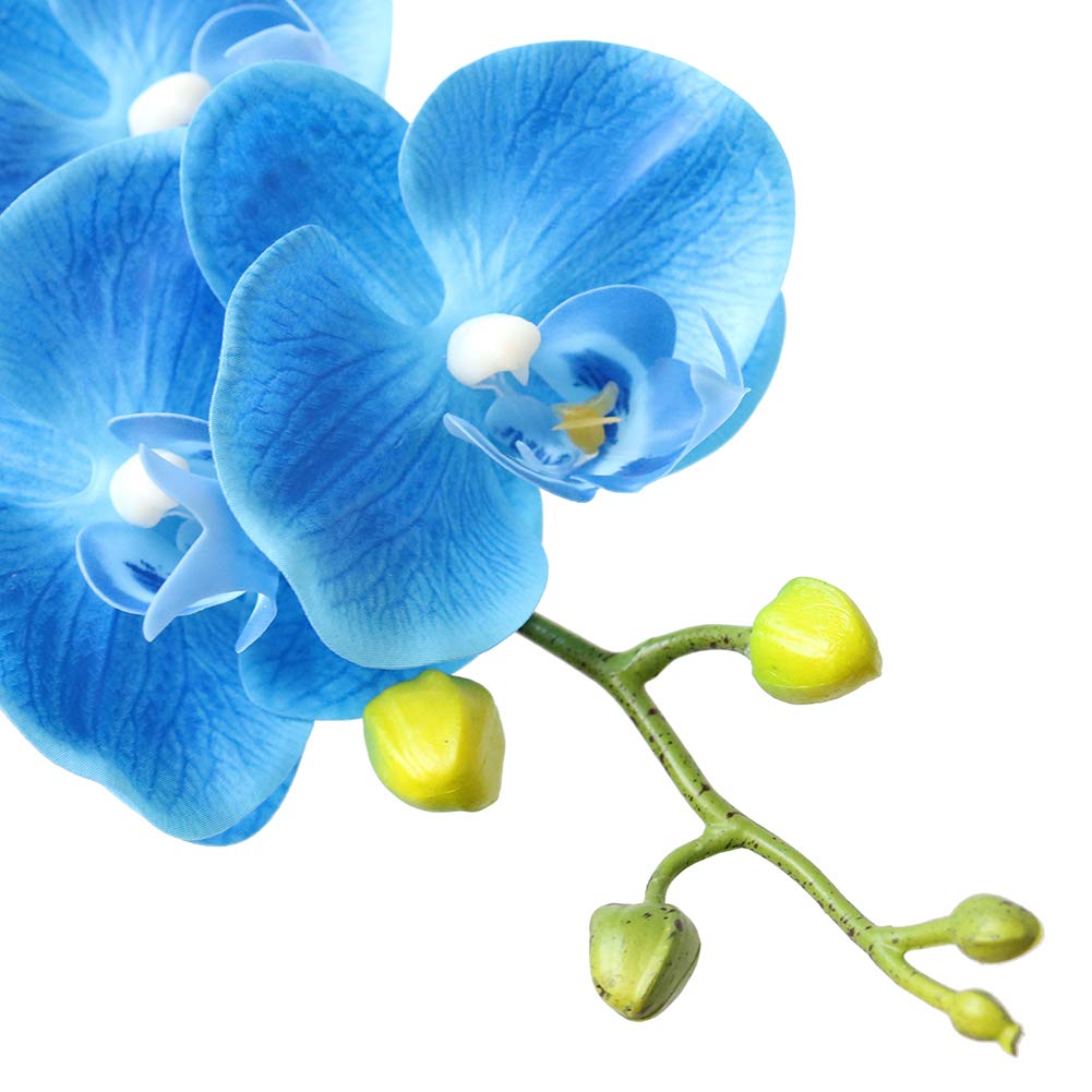 38 Inch Artificial Phalaenopsis Branches Real Touch (Not Silk) Orchids Wedding Decoration, Pack of 2 (Dark Blue)
