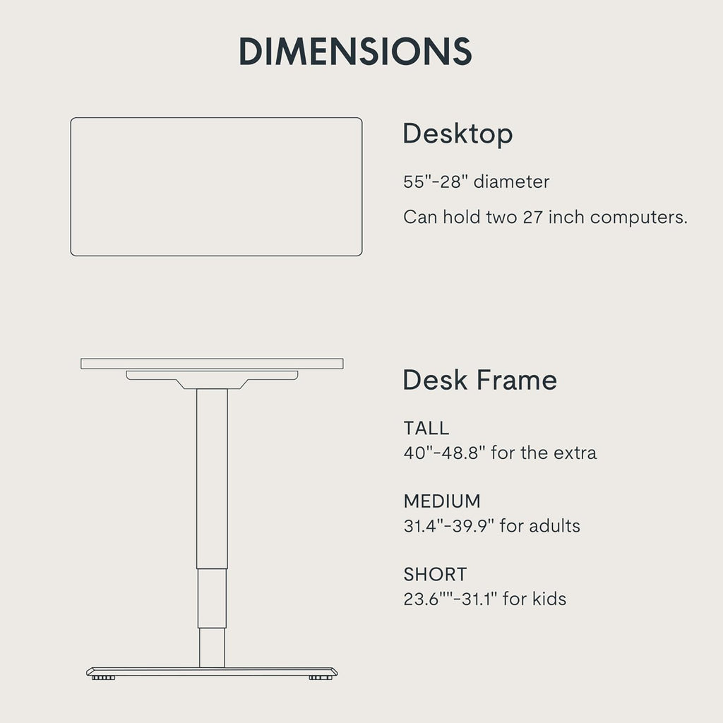 E6 3-Stage Dual Motor Electric Standing Desk 55 x 28 Sit Stand Up Desk, Holds 220 lbs, Adjustable Height w/Memory