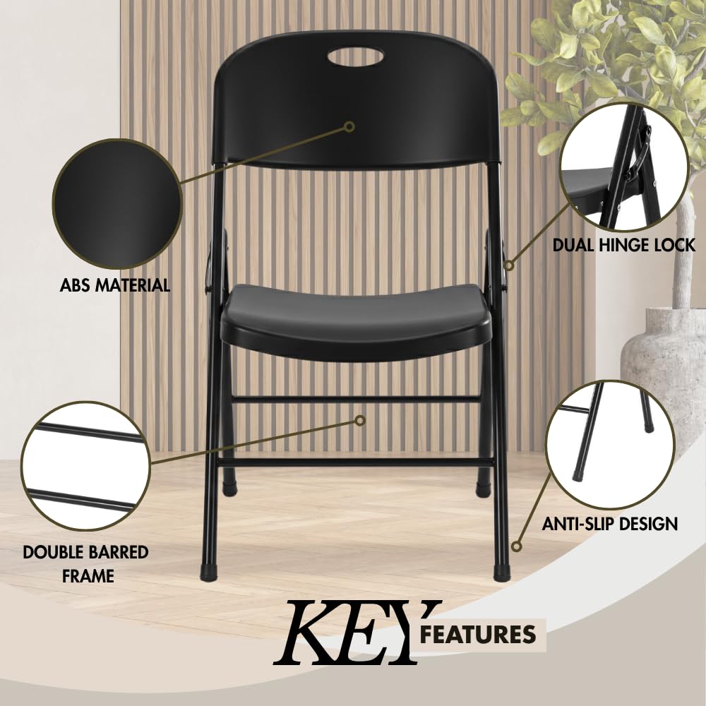 8-Pack Heavy Duty Plastic Folding Chair, 300 lbs Capacity Foldable Chairs for Indoor Outdoor, Stackable Portable