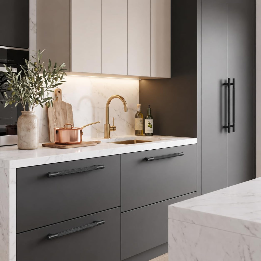 18 Inch(457mm) Drawer Appliance Handles Knurled Black Cabinet Pulls Drawer Pulls Kitchen Hardware Kitchen