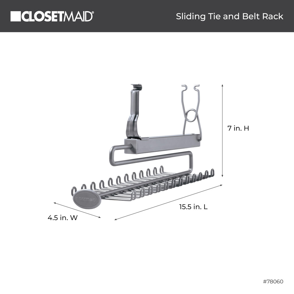 Sliding Tie and Belt Rack for Wire Shelving