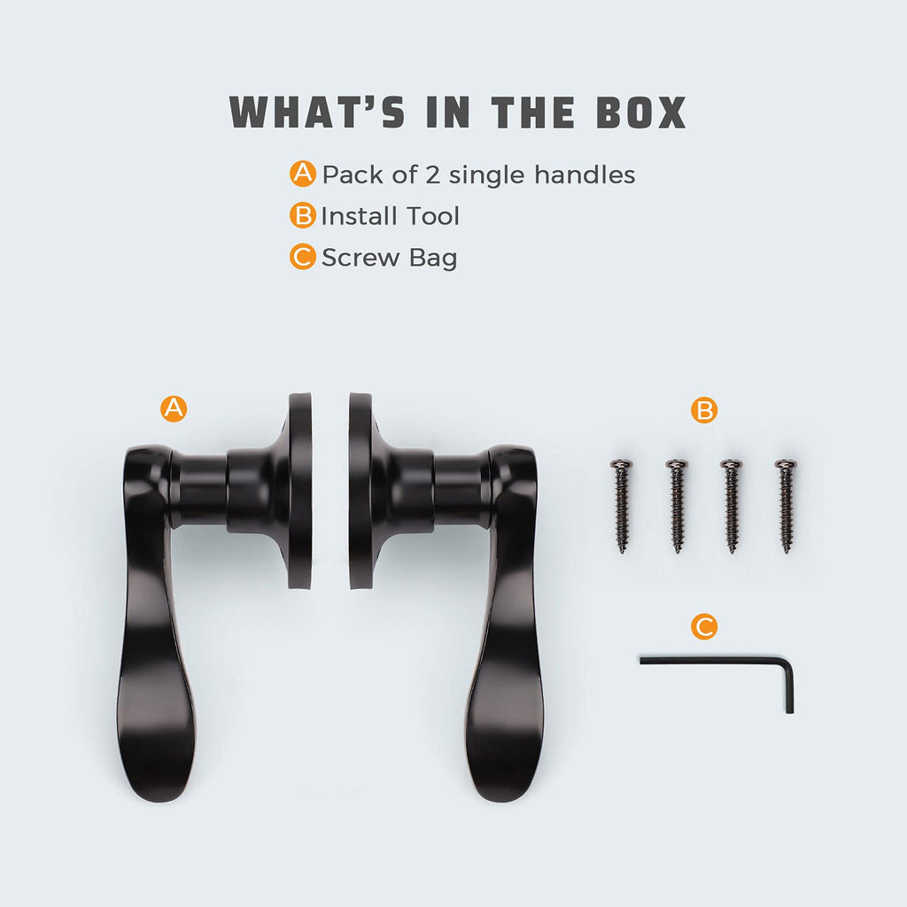 10 Set Dummy Lever Door Handles with a Black Finish, No-Functioning Pull Only Door Leversets(10 Left + 10 Right)