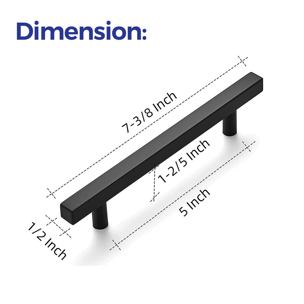 Matte Black Square Cabinet Pulls Handles 5 Inch 30 Pack