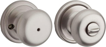 Hancock Interior Privacy Door Knob with Lock, Door Handle , Satin Nickel, Keyless Push Button Lock Doorknob