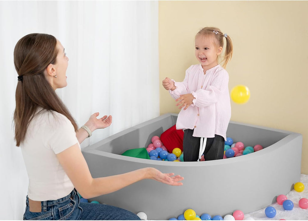 Ball Pit Grey,Sector Foam Ball Pits for Toddlers,Ball Pit Pool Playpen Foldable & Portable Soft Ball Pool 35.4"x 11.8"