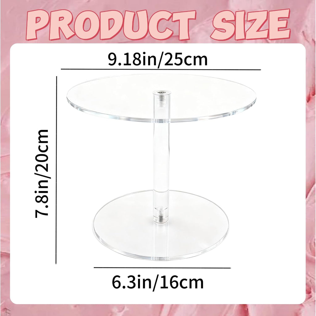 Acrylic Cake Stand for Dessert Table, 9.8 Inch Clear Round Cupcake Stand Display Riser for Birthday Party Wedding