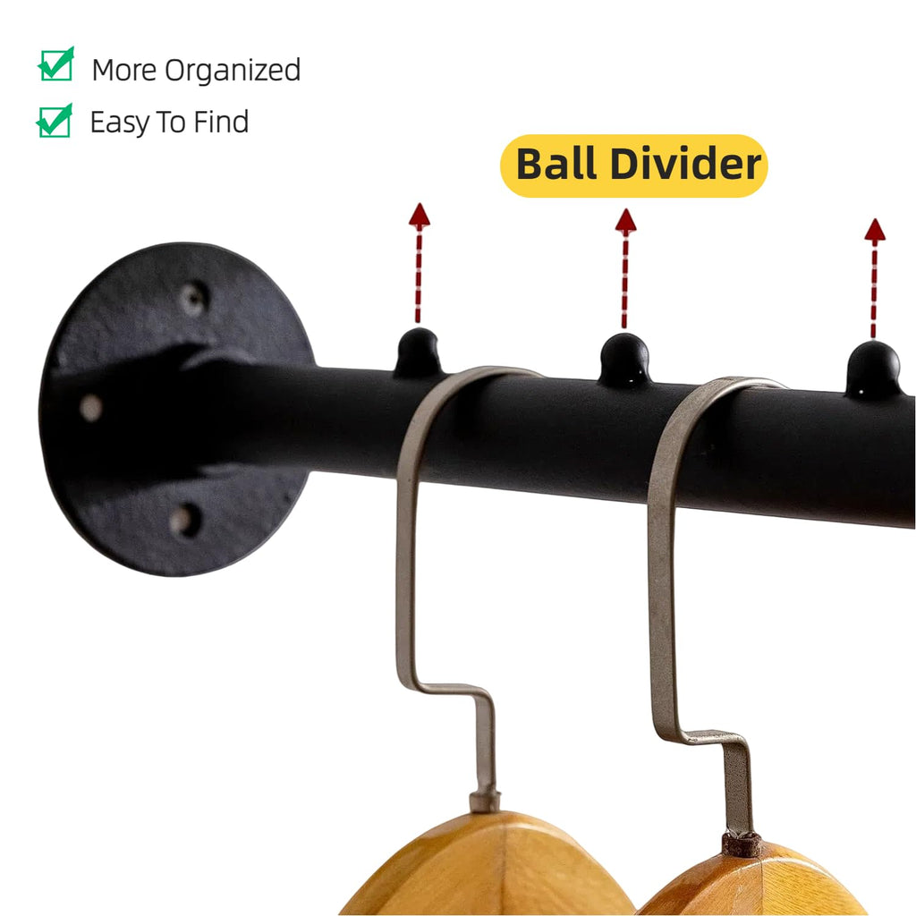 Industrial Wall Pipe Clothes Bar - Heavy Duty Coat Hanger with Hook, Wall-Mounted Garment Holder Racks, Wall Clothing