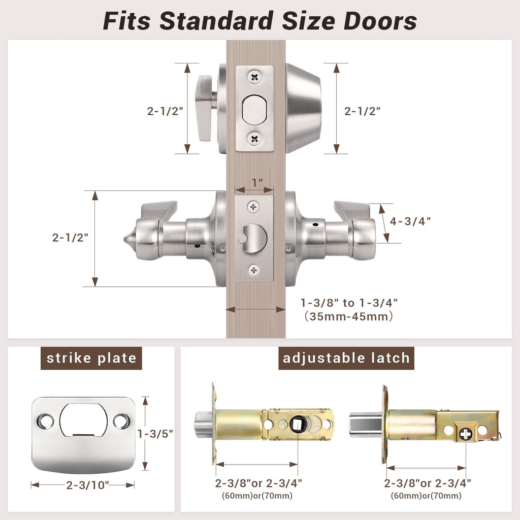 3 Sets of Front Exterior Door Knob Set with Single Cylinder Deadbolts in Satin Nickel Finish, All Keyed Same Combo