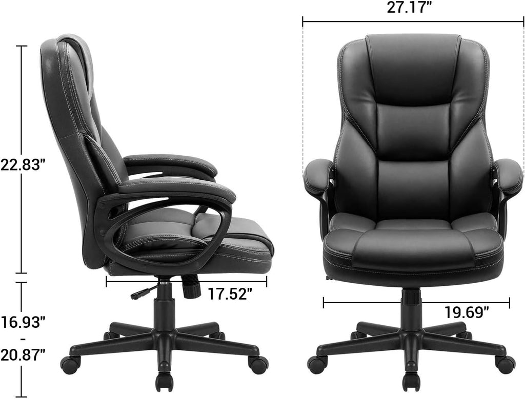 Office Executive Chair High Back Adjustable Managerial Home Desk Chair, Swivel Computer PU Leather Chair with Lumbar