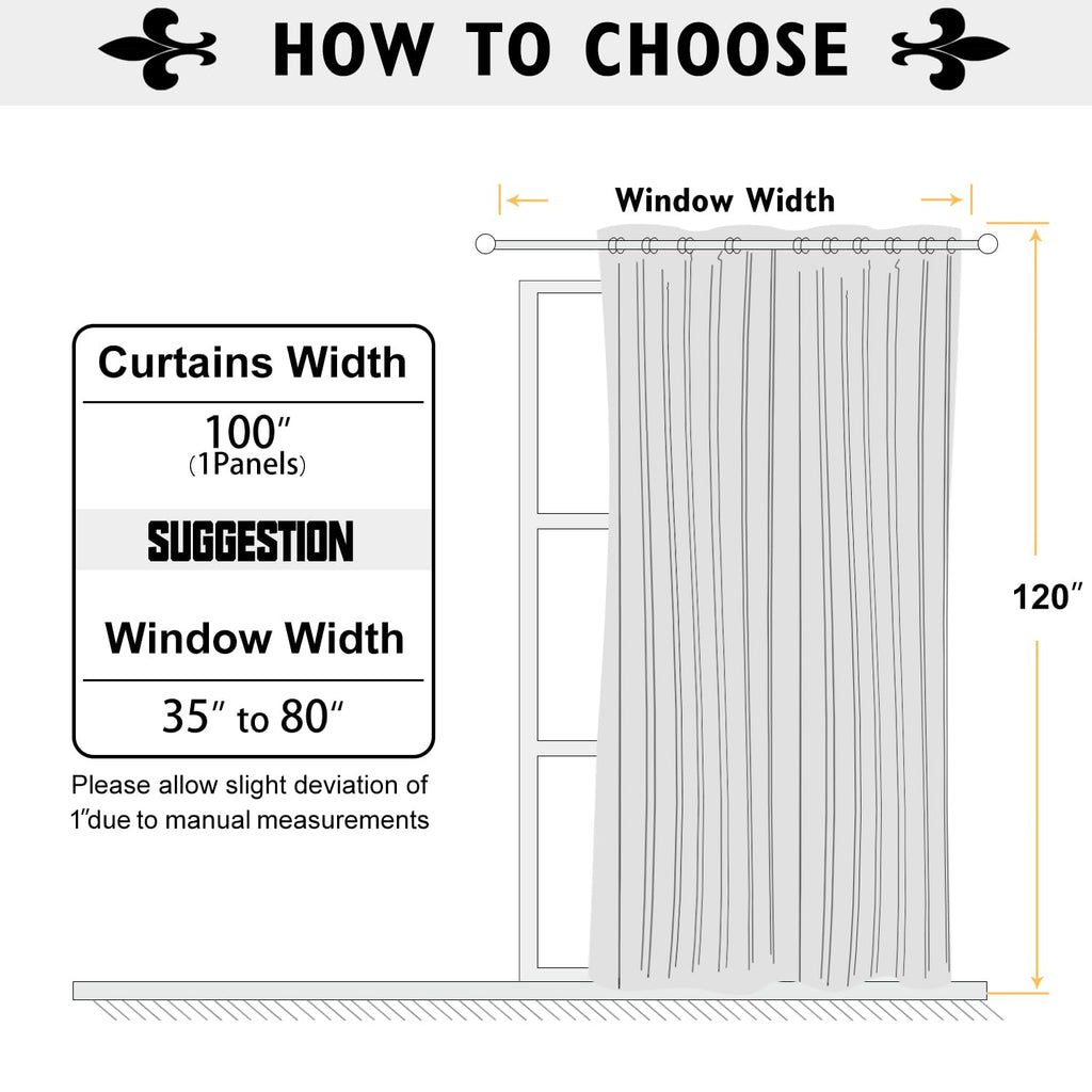 Room Divider Curtain 120 Inch Long Sliding Door Curtains, 1 Panel