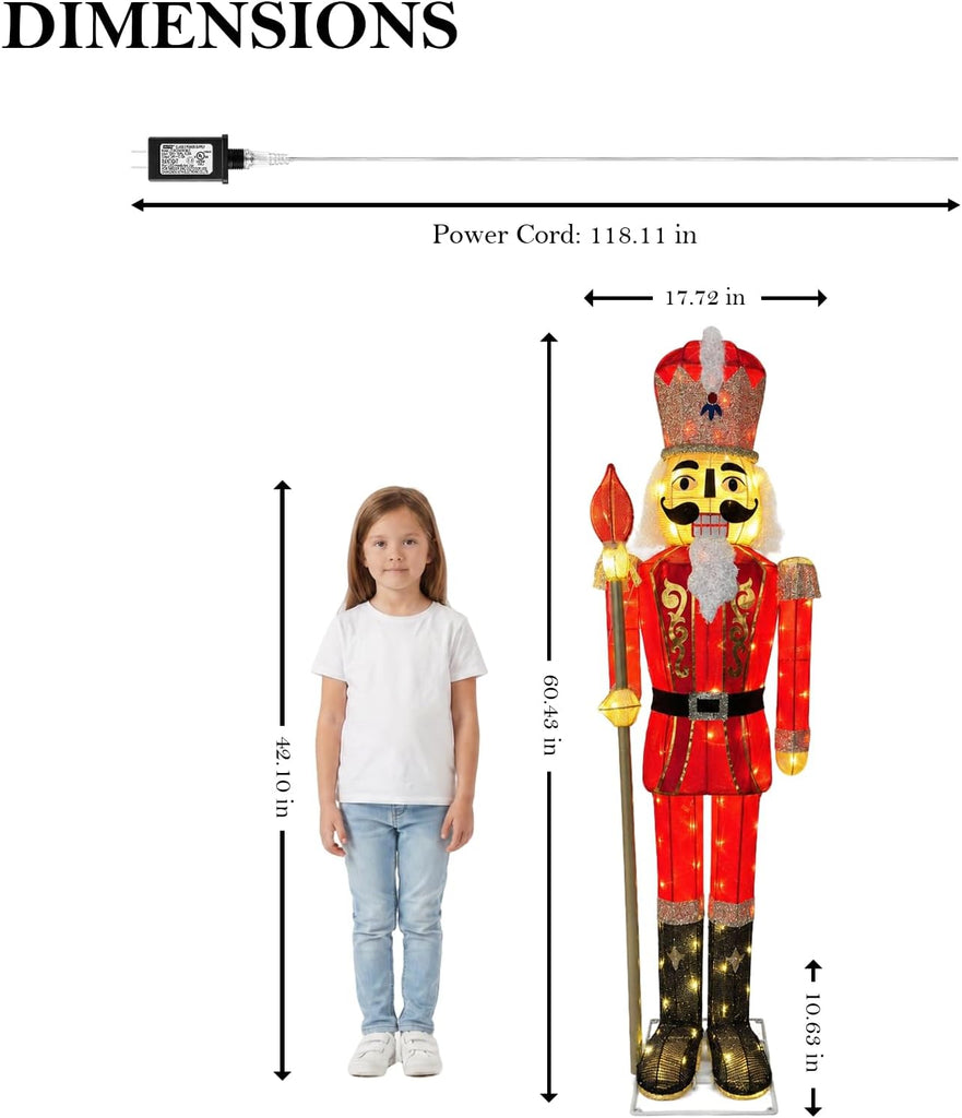 5FT Large Lighted Nutcracker Christmas Decoration Outdoor Burgundy