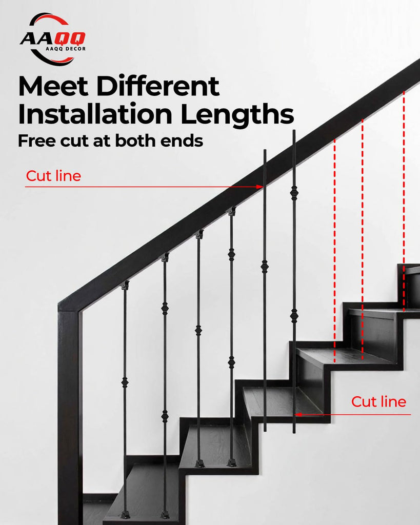 16 Pack Balusters for Staircase Interior Hollow Double and Single Knuckle Stair Spindles 1/2" Square Iron Balusters