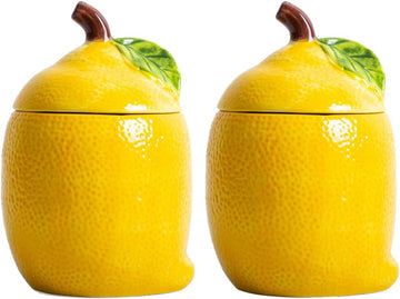 Lemon Cookie Jar Kitchen Canisters Decorative Cute Food Storage Container - Set of 2