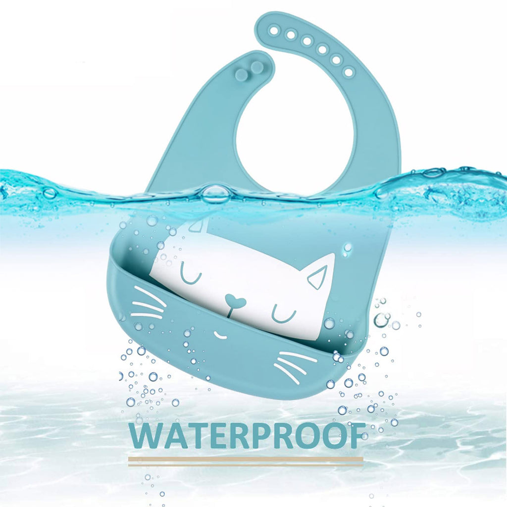 Baby Silicone Feeding Bibs, 3pcs Adjustable Waterproof Bibs for Feeding