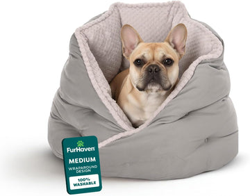 24" Round Pet Bed for Indoor Cats & Medium/Small Dogs, 100% Washable, For Pets Up to 35 lbs - Minky Plush & Velvet