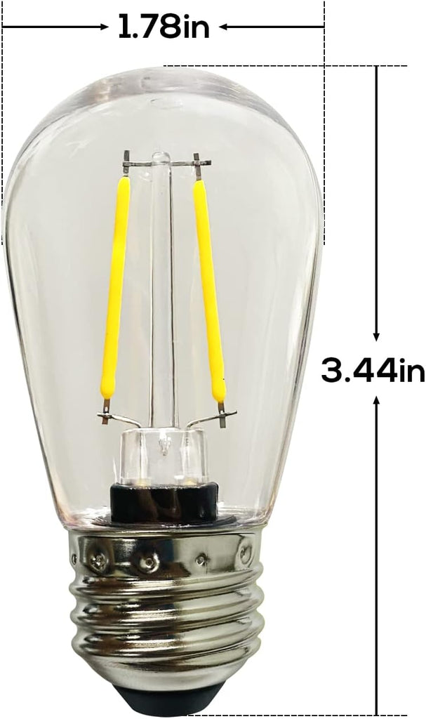 15 Pack 2W S14 LED Bulbs, 2700K Warm White