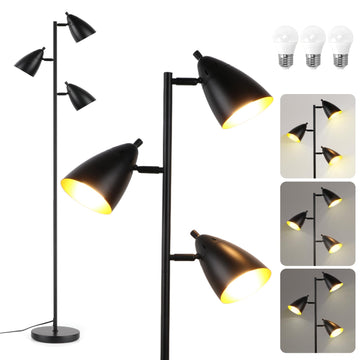Tree Floor Lamp, Industrial 3-Light Standing Lamp