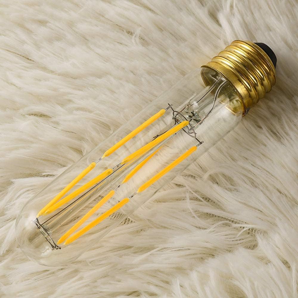T10 Led Bulb, 8W Dimmable Led Tubular Bulbs, 75-100 Watt Equivalent, 2700K Soft Warm White,850lm, Clear Glass, E26