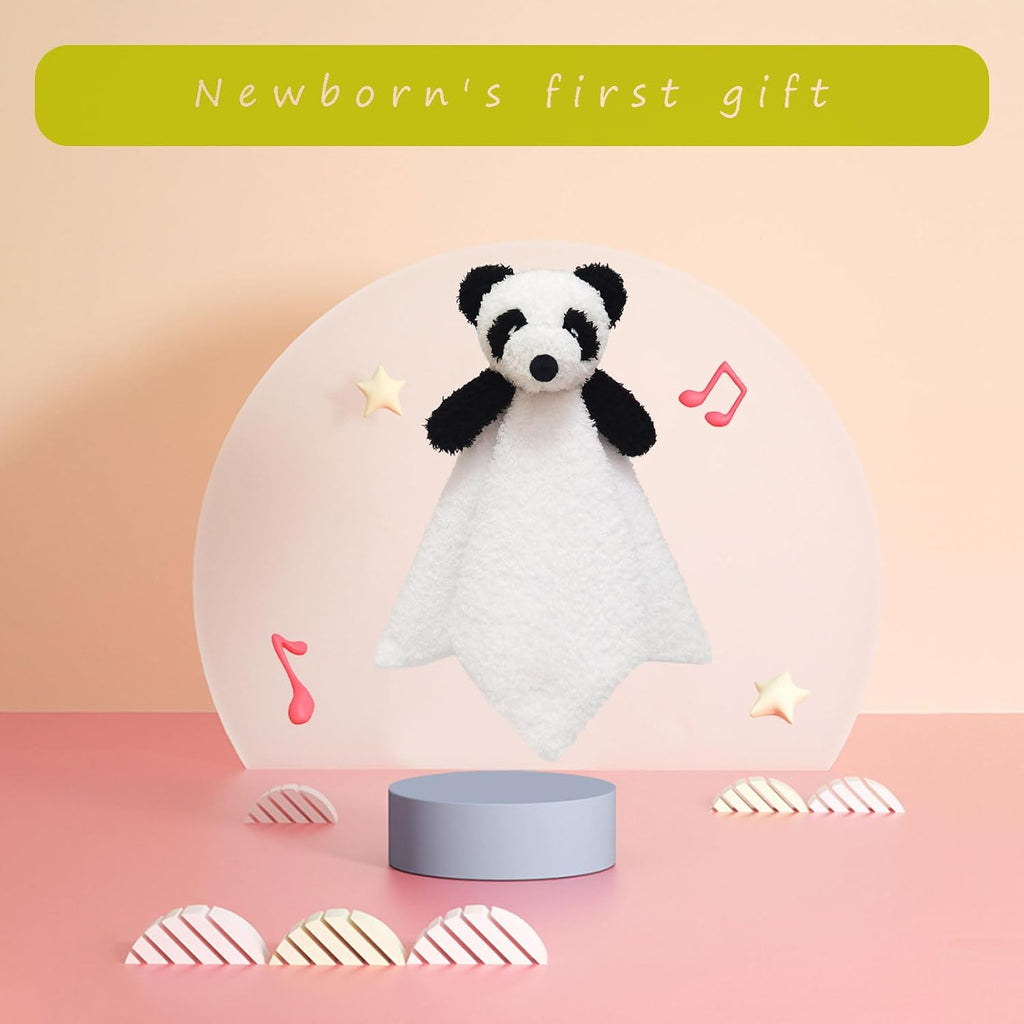 Baby White Panda Soft Stuffed Animal Security Blanket, Plush Panda Character Lovey Blanket, Baby Shower/Nursery Gift