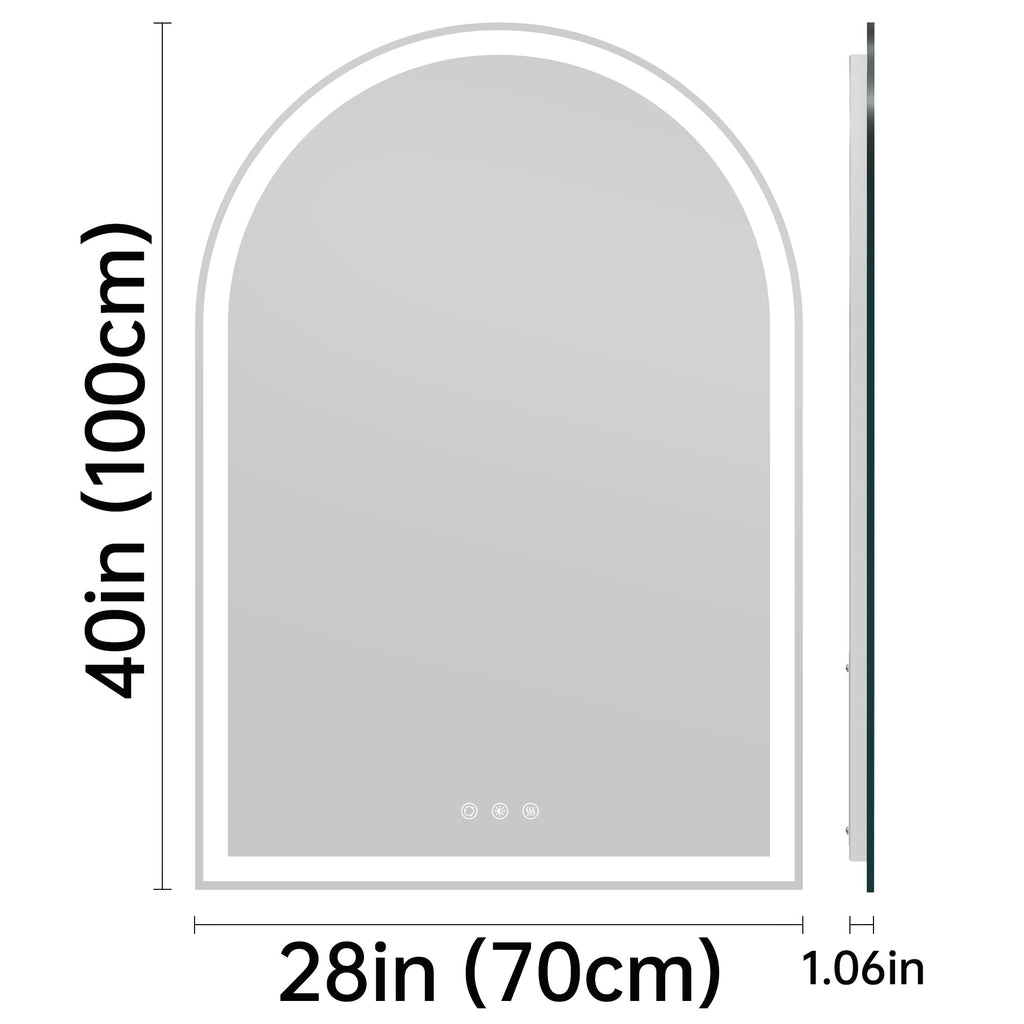 Arched LED Lighted Bathroom Mirror with Lights 28"x40"