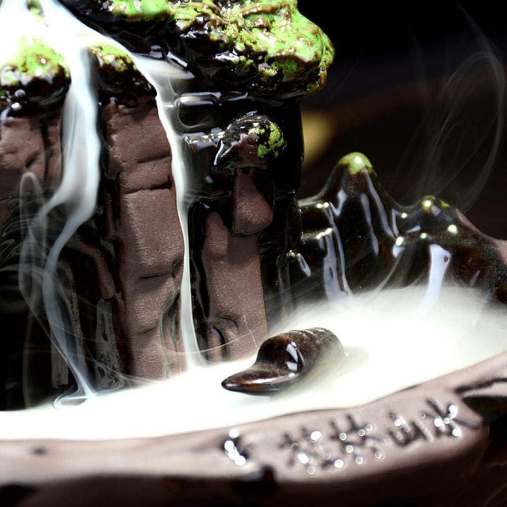 Guilin Scenery Incense Burner, Ceramic Backflow Incense Holder with Incense Cones Decor Yoga - Set of 10