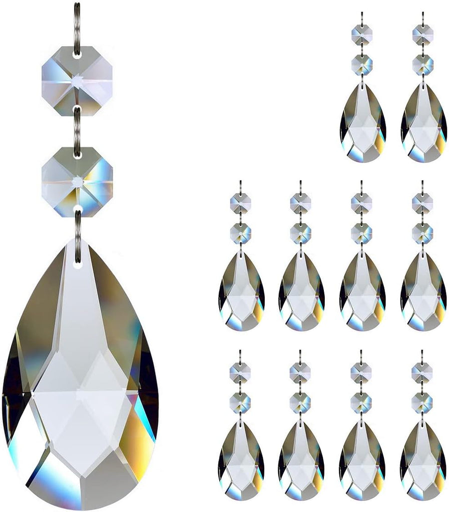 10pcs 63mm Teardrop Chandelier Crystals Replacement Part Clear - Crystal Prism Pendants Glass Beads