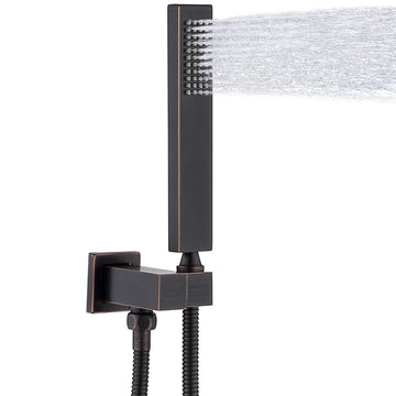 Hand-held Shower Head Set - Oil Rubbed Bronze Brass Handheld Shower Wand with Wall Mount Adjustable Elbow Holder and