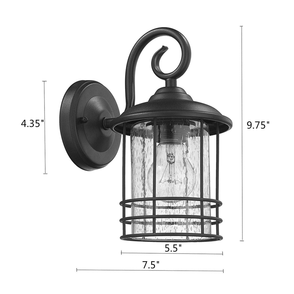 5.5" Wide Compact Narrow Farmhouse Matte Black Porch Light 2 Pack