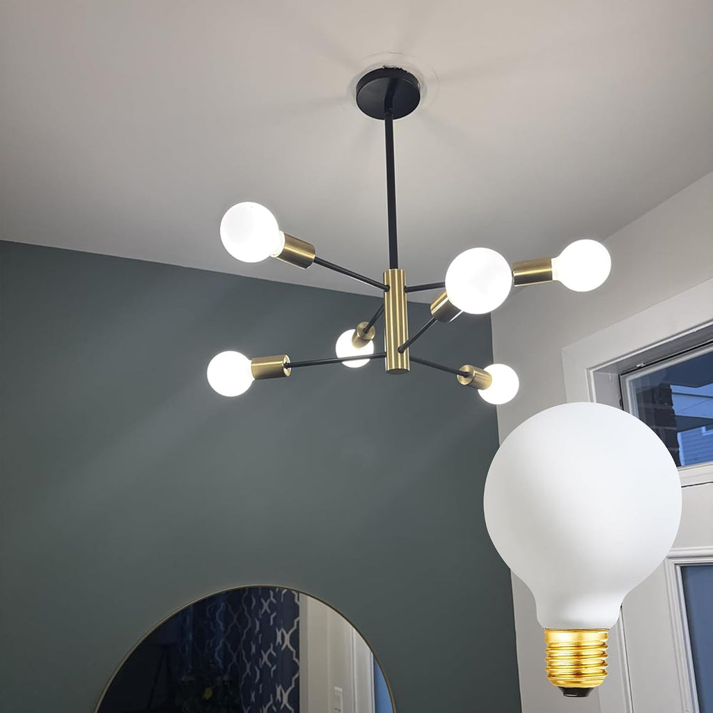 E26 LED Light Bulb G25 Dimmable Flick-Free Matt White 8W Daylight 4000k CRI95 850LM, 100W Equivalent Vintage LED