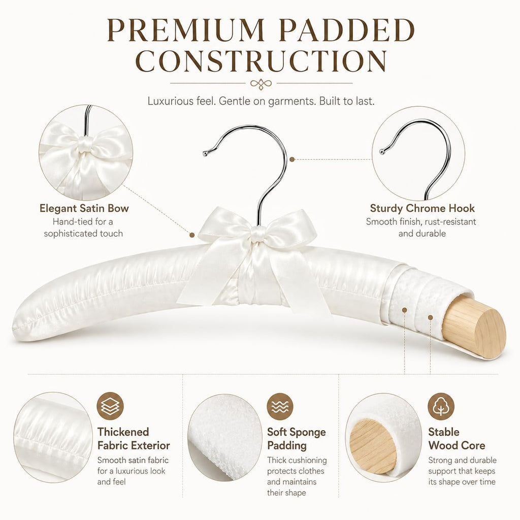 Padded Hangers for Women Clothing Satin Hangers Padded Hanger for Sweaters
