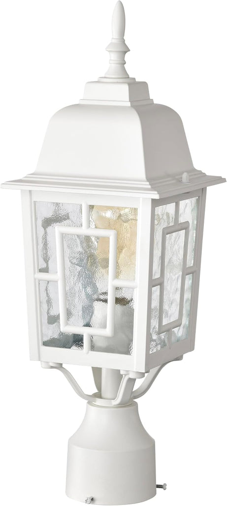 Banyon One Light Post Lantern 100 Watt A19 Max. Clear Water Glass White Outdoor Fixture, 6.1 x 17.25-Inches