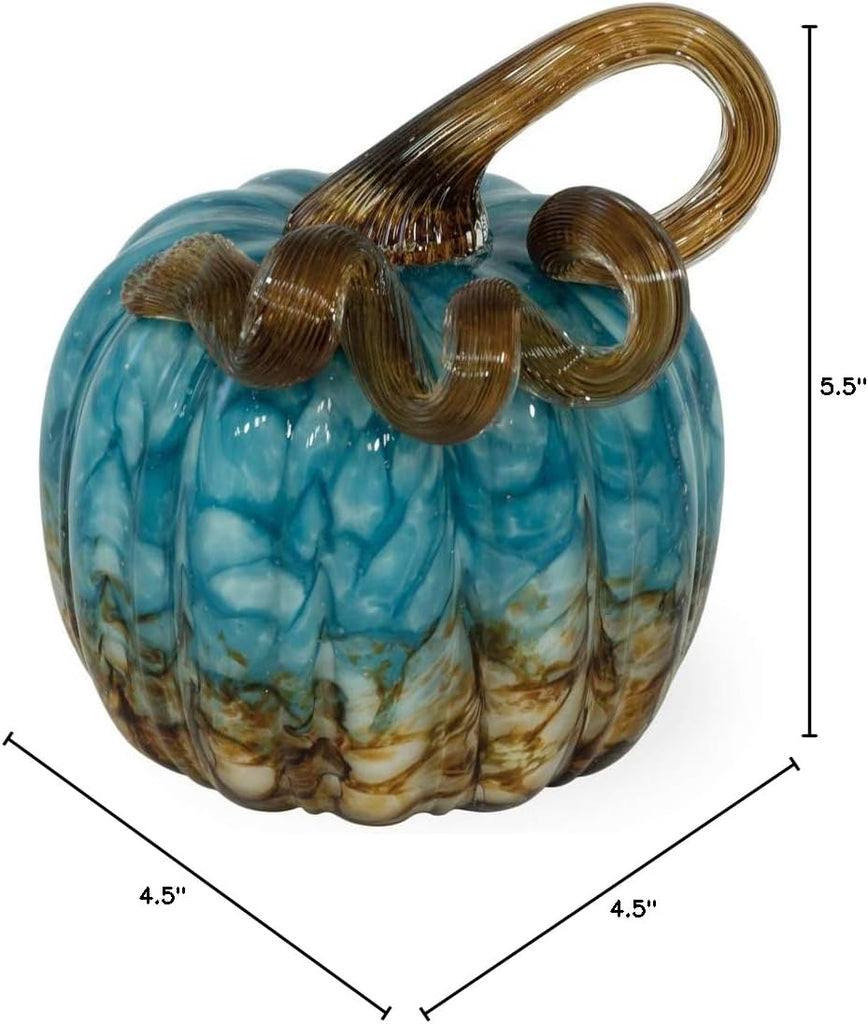 Handblown Glass Pumpkin Tabletop Décor, 4.5 x 5.5-Inches, Copper Canyon