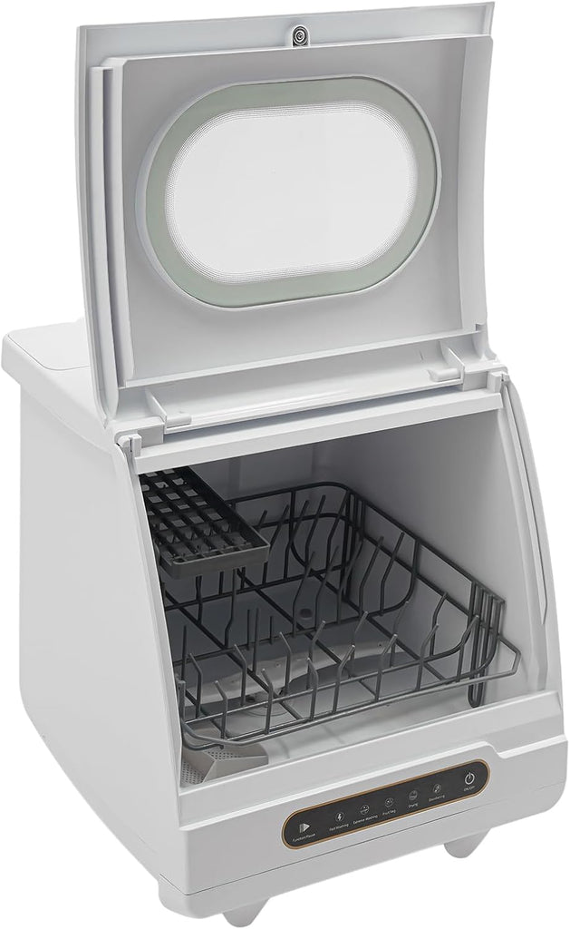 Portable Countertop Dishwasher, Compact Mini Dishwasher with 6-Set Capacity, 12 Spray Nozzles for Ap