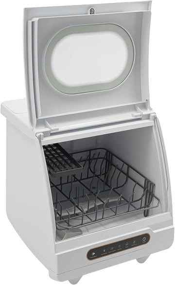 Portable Countertop Dishwasher, Compact Mini Dishwasher with 6-Set Capacity, 12 Spray Nozzles for Ap