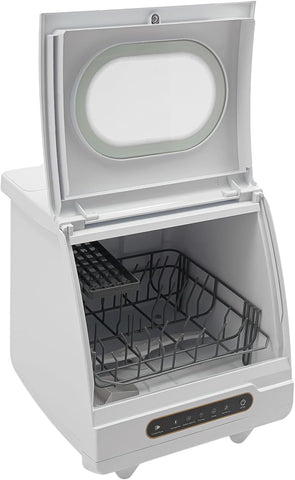Portable Countertop Dishwasher, Compact Mini Dishwasher with 6-Set Capacity, 12 Spray Nozzles for Ap