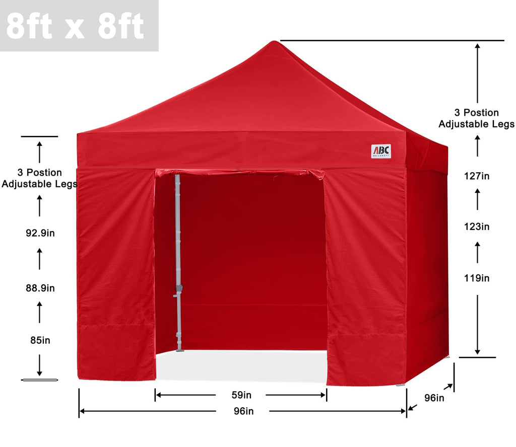 Easy Pop Up Canopy Tent with Sidewalls Commercial -Series, Red
